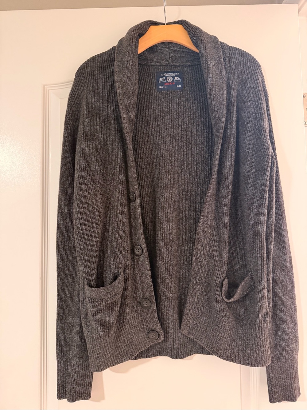 Men’s American Eagle Outfitters Dark Gray Shawl Collar Button Cardigan